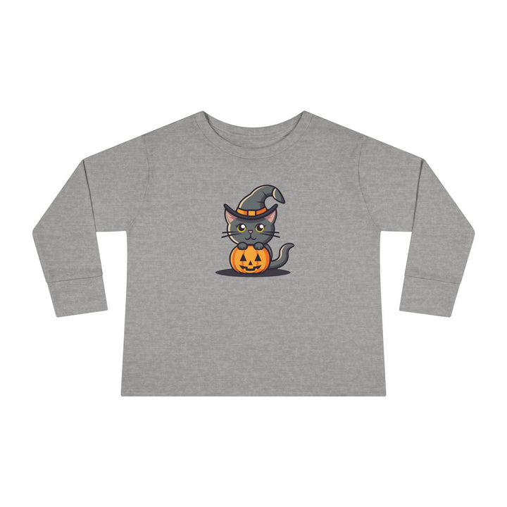 Black Halloween Cat Toddler Long Sleeve Tee