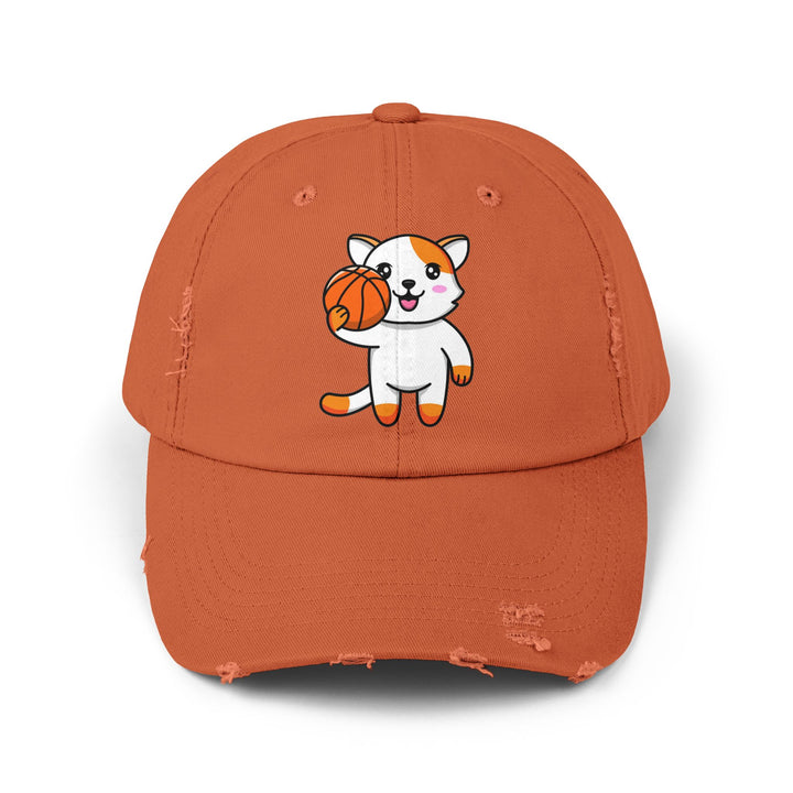 Basketball Cat Unisex Distressed Hat