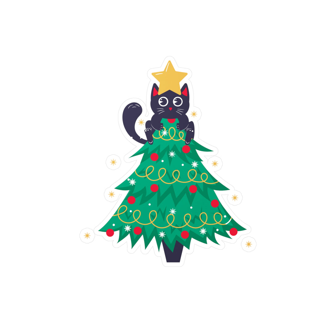Cat Christmas Tree Sticker