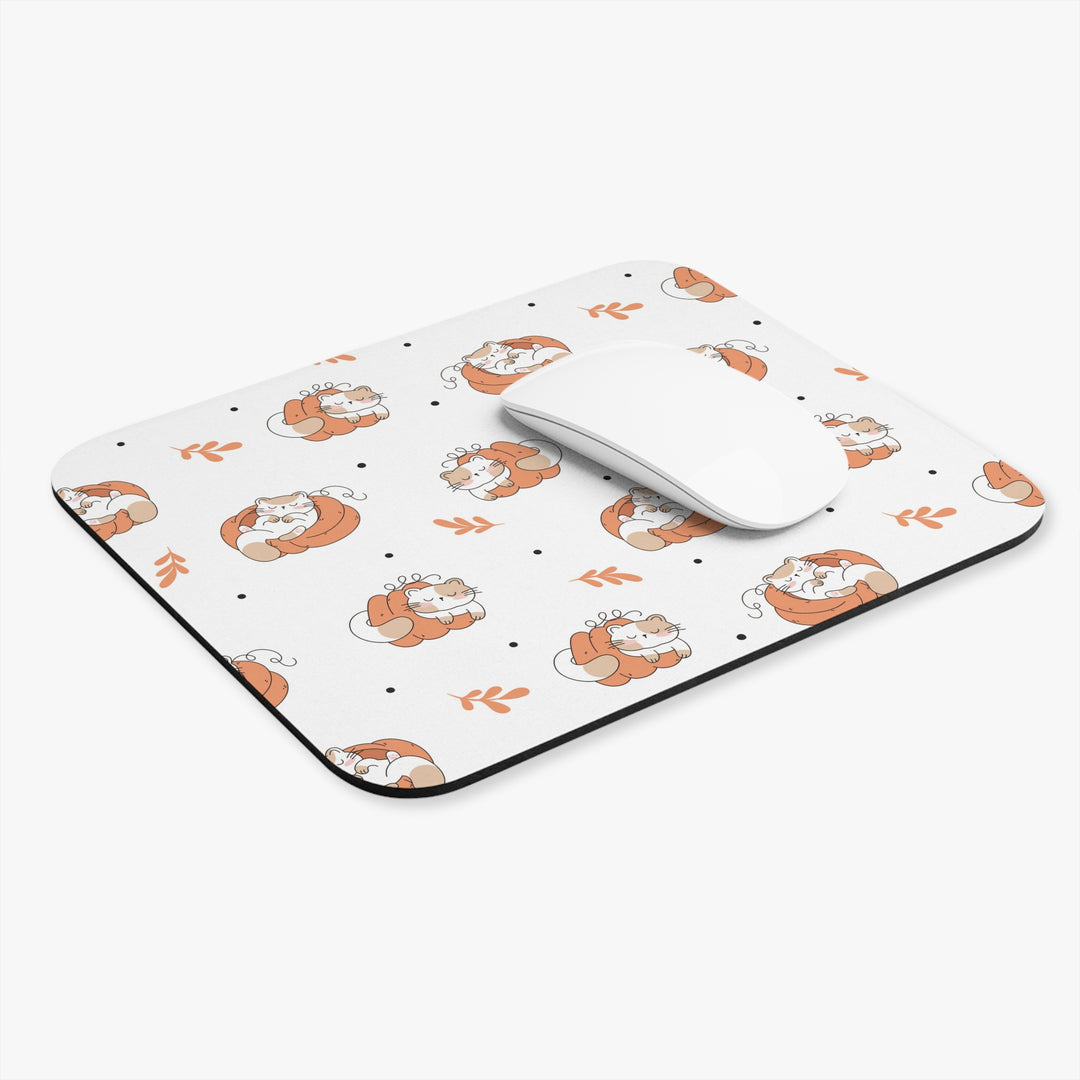 Sleepy Pumpkin Cat Mouse Pad