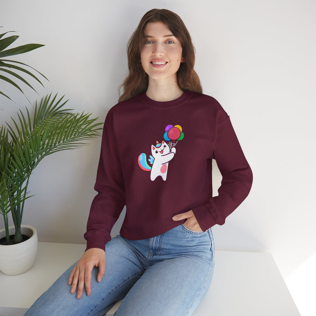 Caticorn and Balloons Unisex Crewneck Sweatshirt