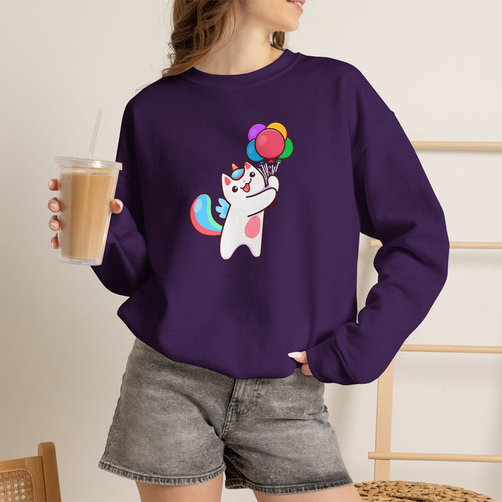 Caticorn and Balloons Unisex Crewneck Sweatshirt
