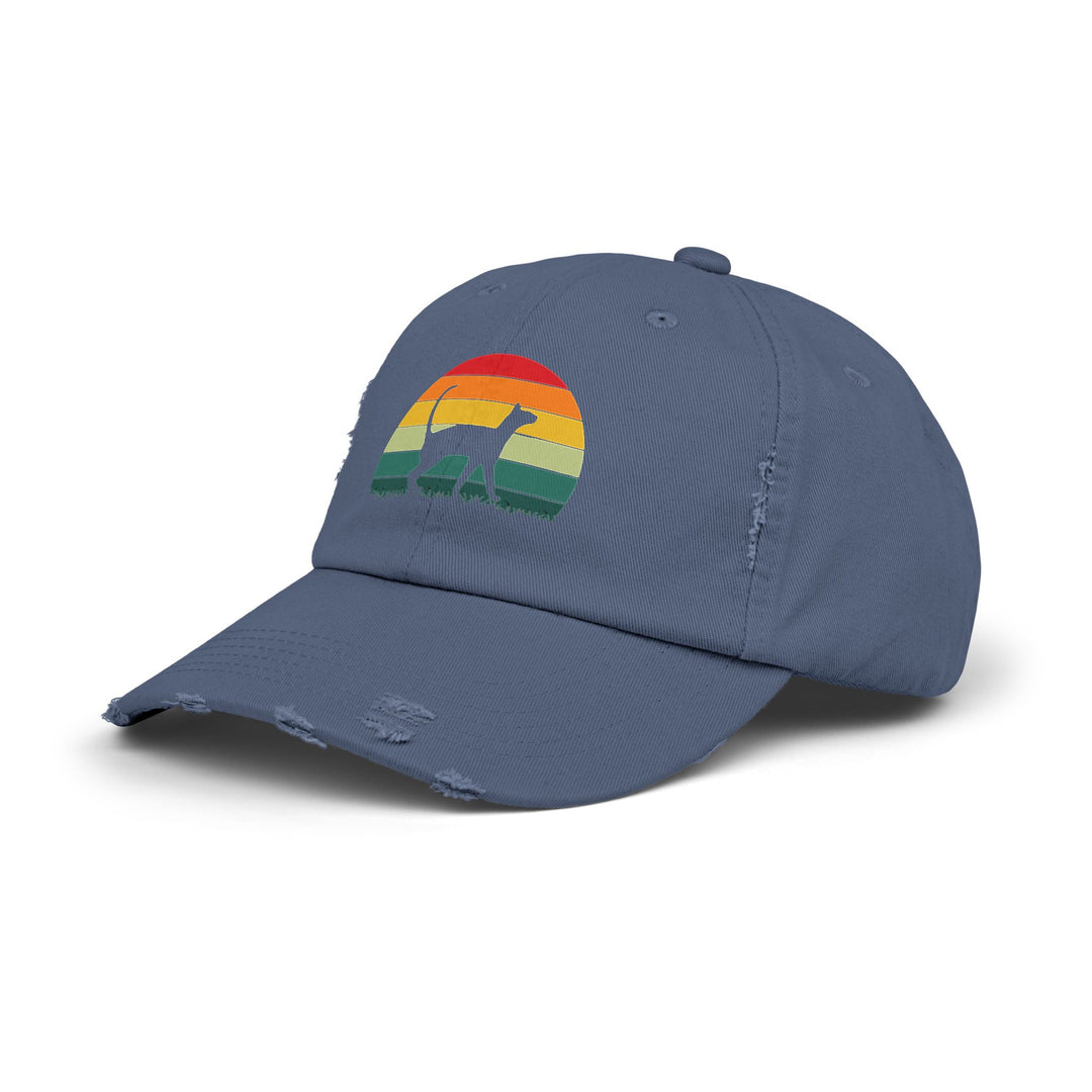Sunset Cat Unisex Distressed Hat