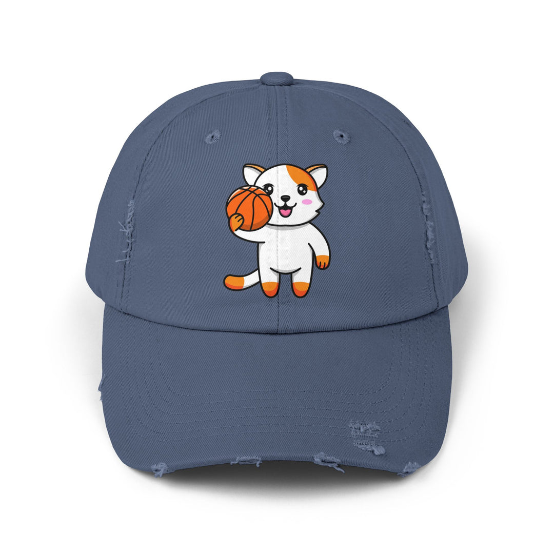 Basketball Cat Unisex Distressed Hat