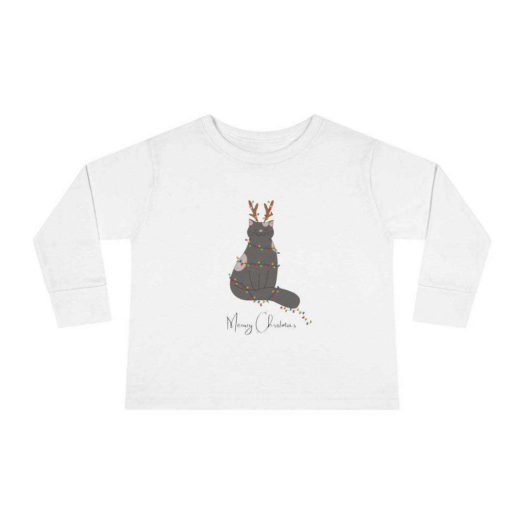 Bright Christmas Cat Toddler Long Sleeve Tee