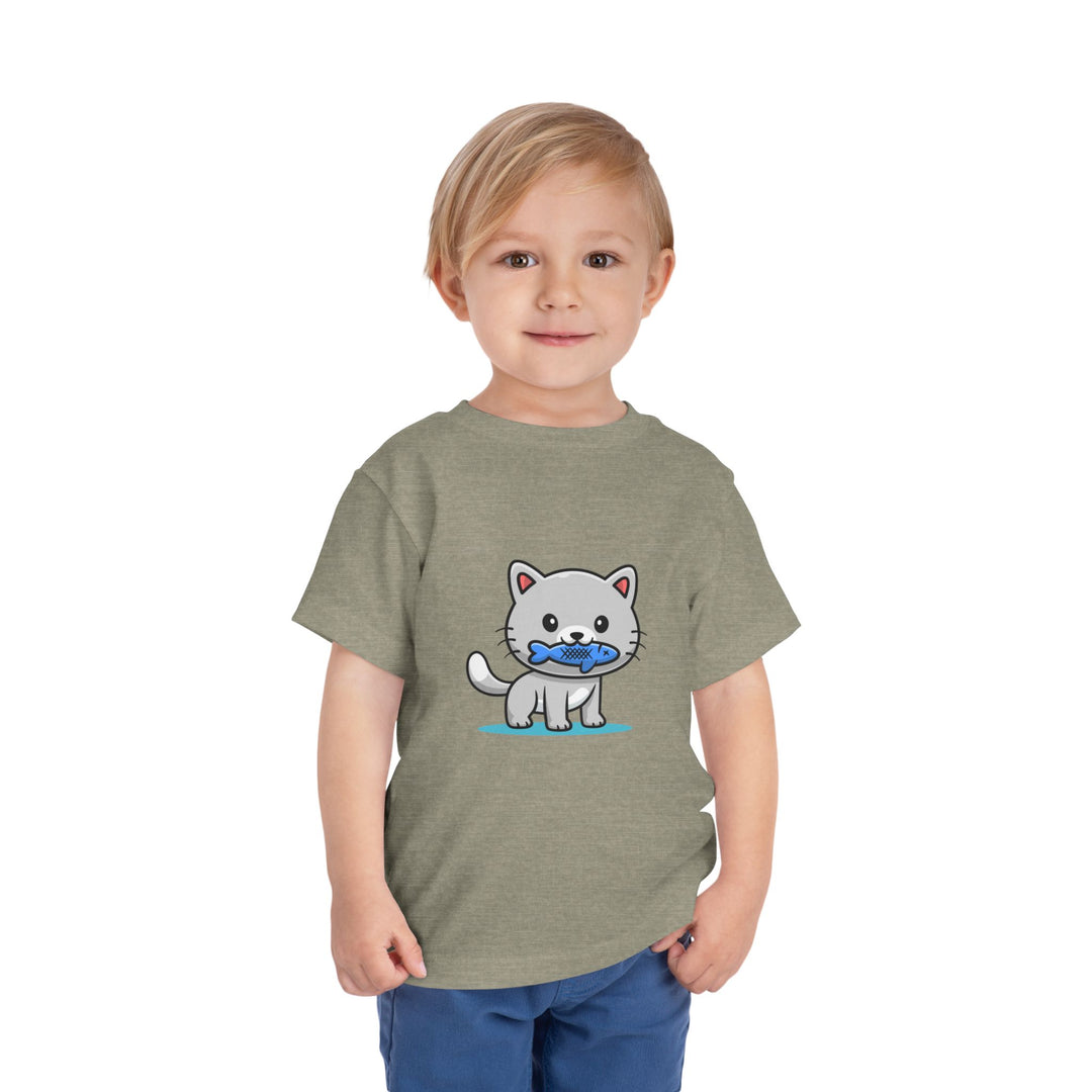Cat Eating A Fish Toddler Tee