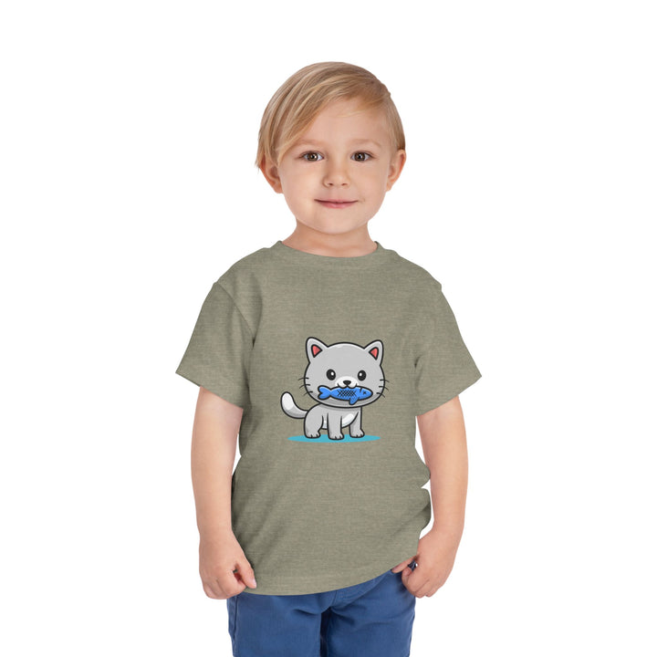 Cat Eating A Fish Toddler Tee