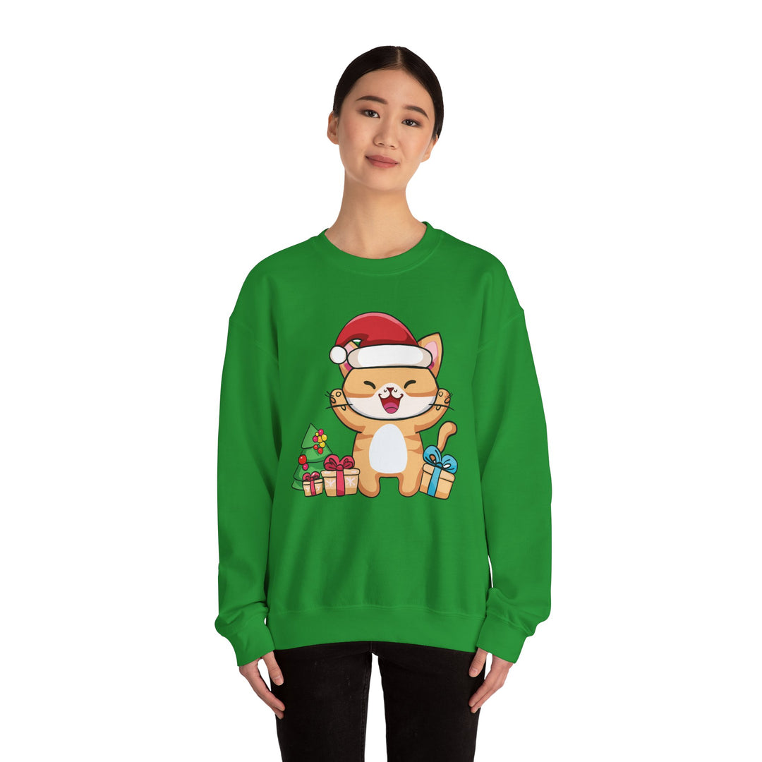 Happy Santa Cat Crewneck Sweatshirt