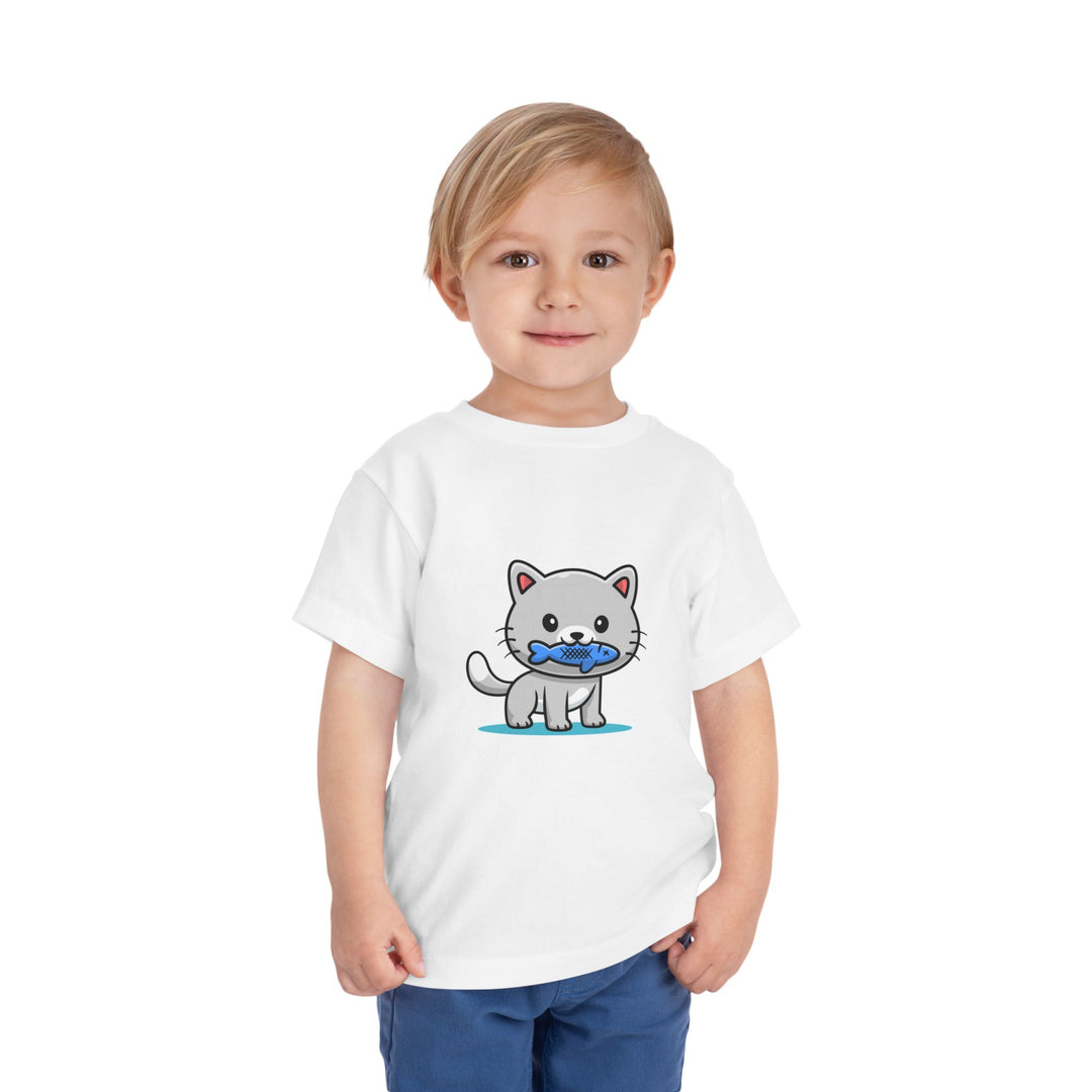 Cat Eating A Fish Toddler Tee