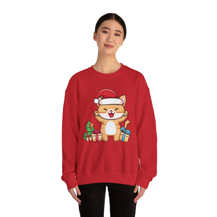 Happy Santa Cat Crewneck Sweatshirt