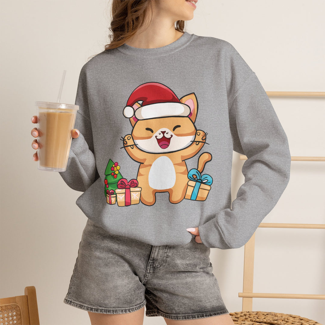 Happy Santa Cat Crewneck Sweatshirt