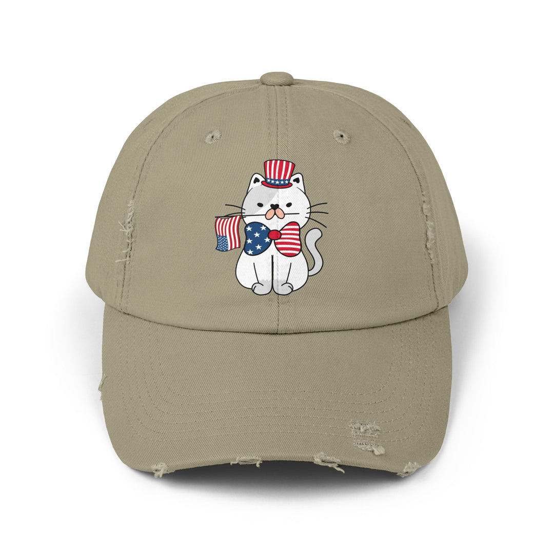 Patriotic Cat Unisex Distressed Hat