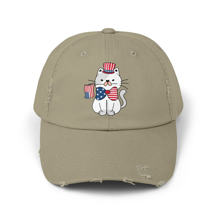 Patriotic Cat Unisex Distressed Hat