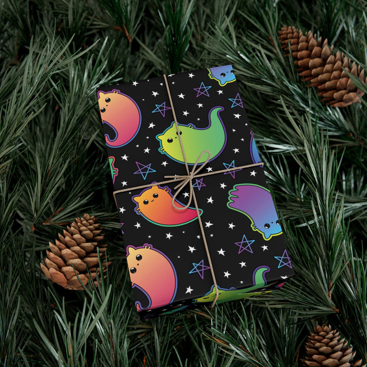 Rainbow Ghost Cat Gift Wrap