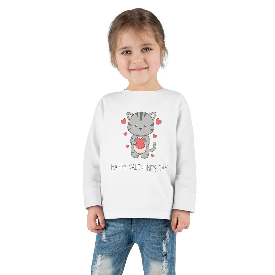 Valentine Cat Toddler Long Sleeve Tee