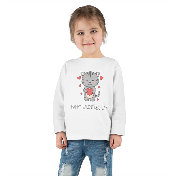 Valentine Cat Toddler Long Sleeve Tee