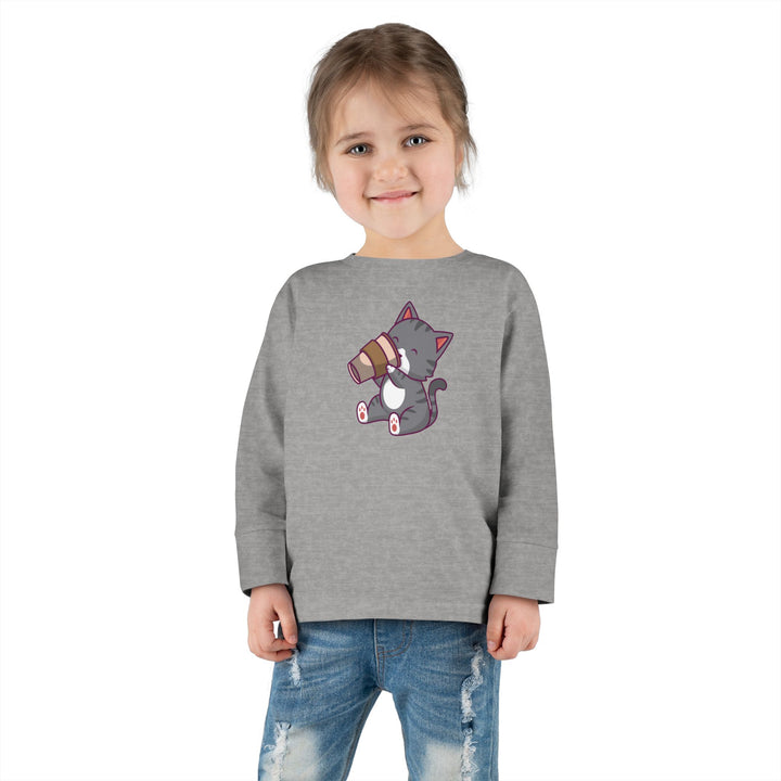 Coffee Kitty Toddler Long Sleeve Tee