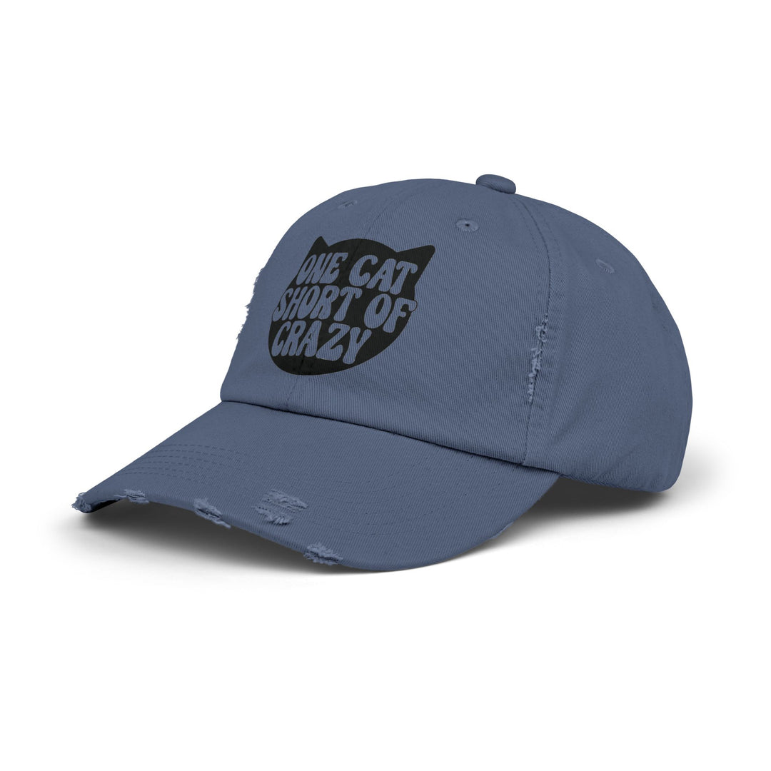 One Cat Short of Crazy Unisex Distressed Hat