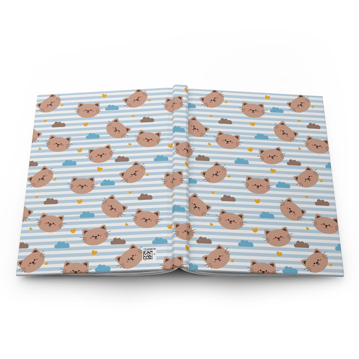 Blue Stripes Cat Hardcover Journal