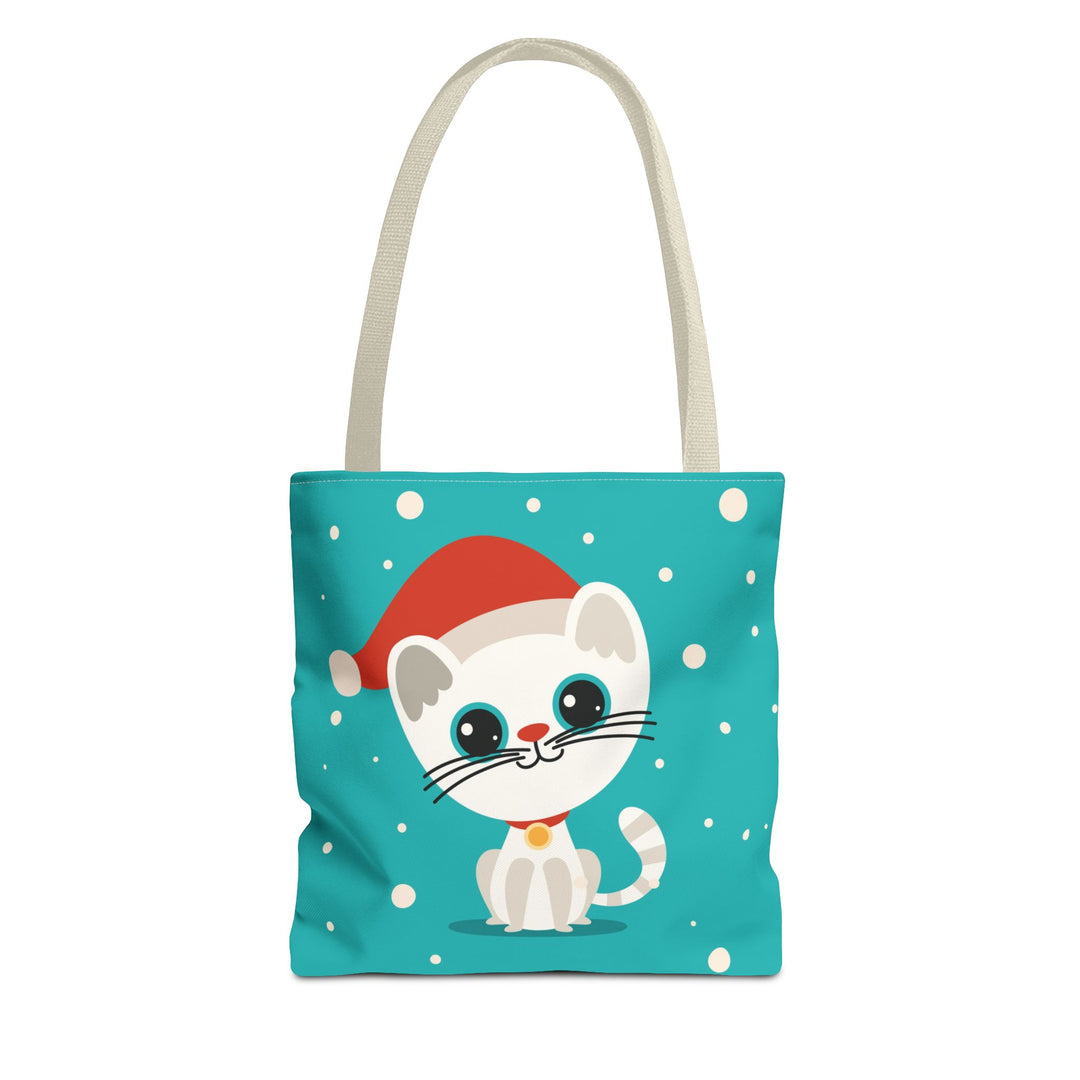 Teal Santa Cat Tote Bag