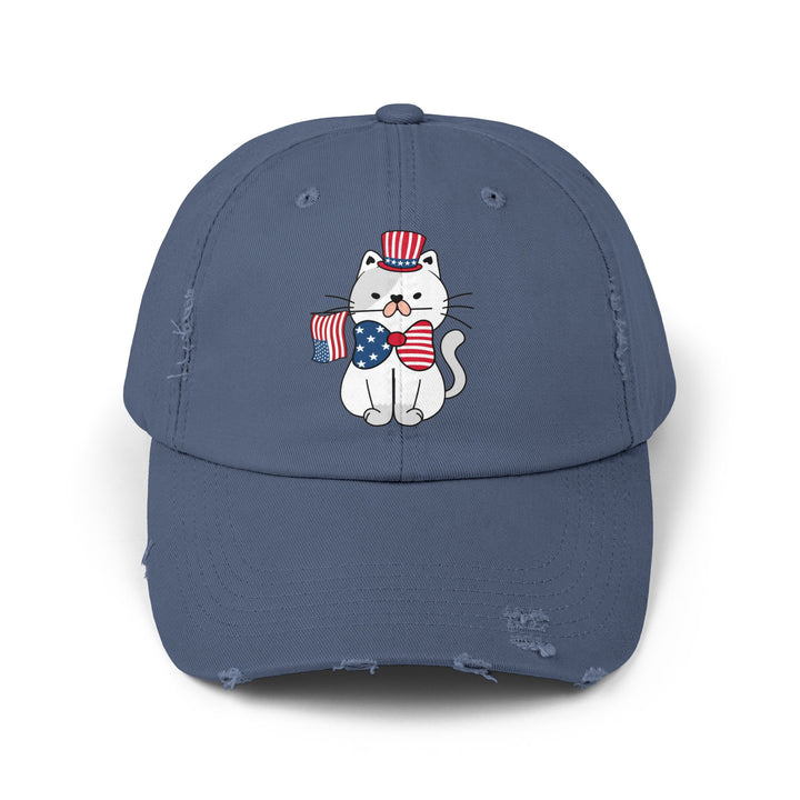 Patriotic Cat Unisex Distressed Hat