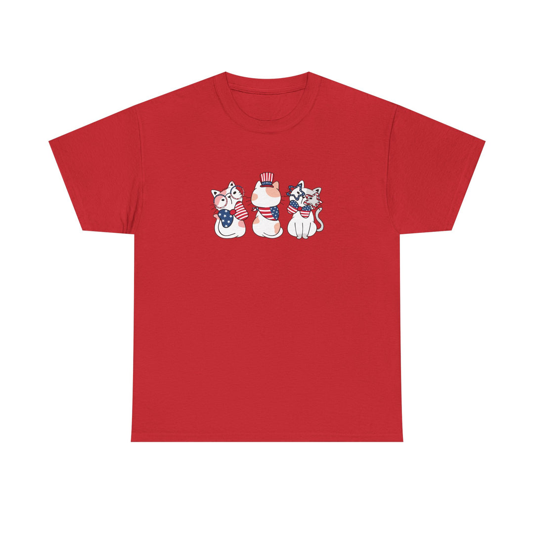 Flag Waving Cats Cotton Tee