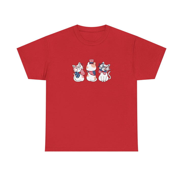 Flag Waving Cats Cotton Tee