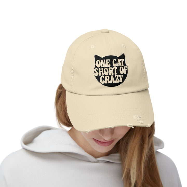 One Cat Short of Crazy Unisex Distressed Hat