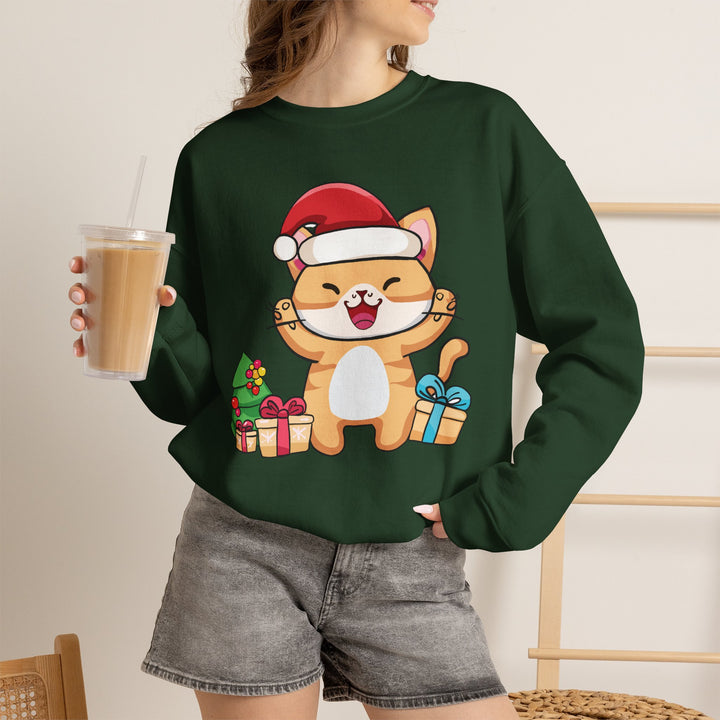 Happy Santa Cat Crewneck Sweatshirt
