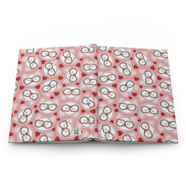 Cat in Heart Glasses Hardcover Journal