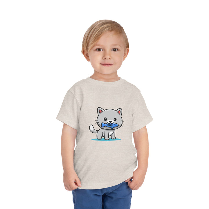 Cat Eating A Fish Toddler Tee