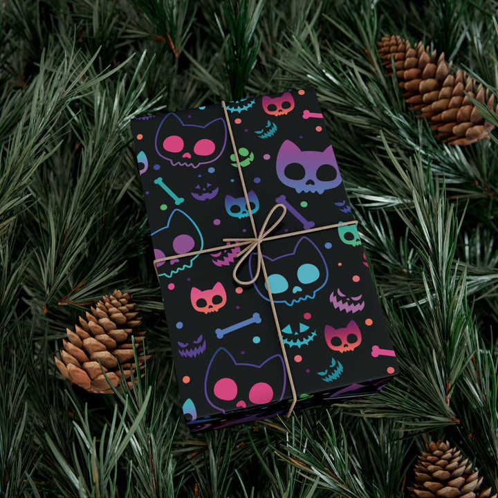 Neon Cat Skeleton Gift Wrap
