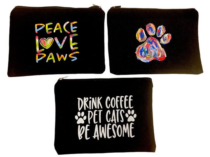 Drink Coffee, Pet Cats Makeup Bag