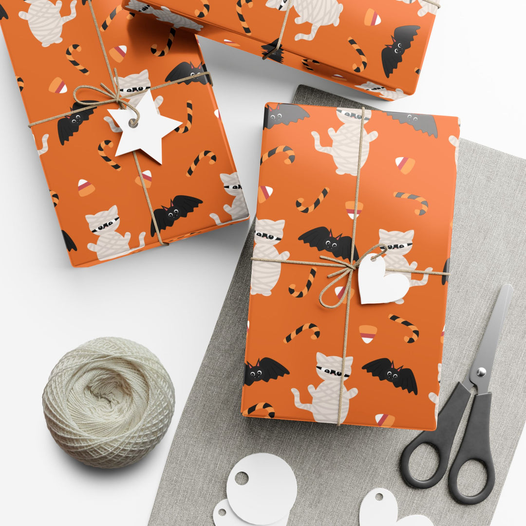 Cat Mummy and Bats Gift Wrap