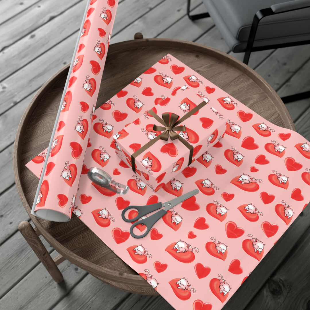 Cats on a Heart Cushion Gift Wrap