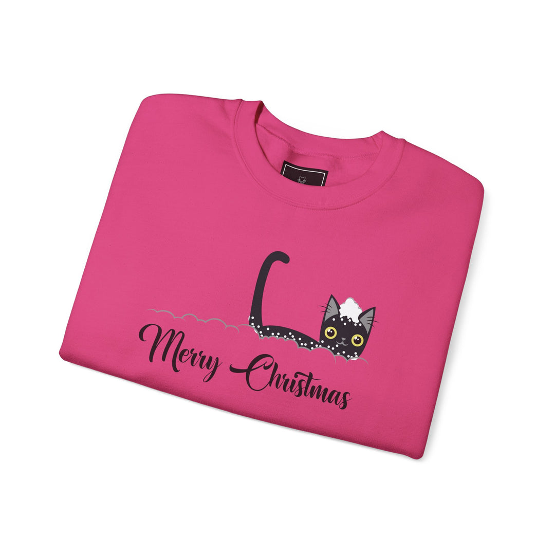 Snowy Christmas Cat Unisex Crewneck Sweatshirt