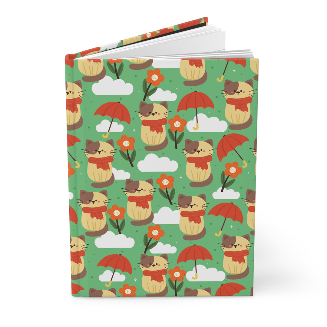 Spring Showers Cat Hardcover Journal