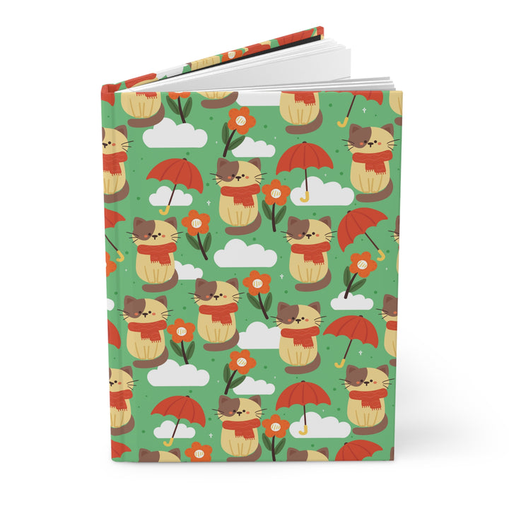 Spring Showers Cat Hardcover Journal