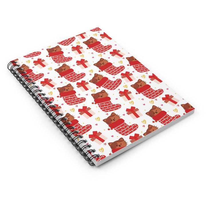 Christmas Stocking Cat Spiral Notebook