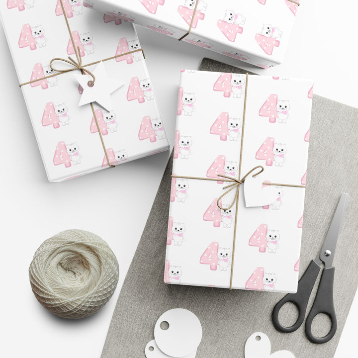 Happy 4th Birthday Cat Gift Wrap