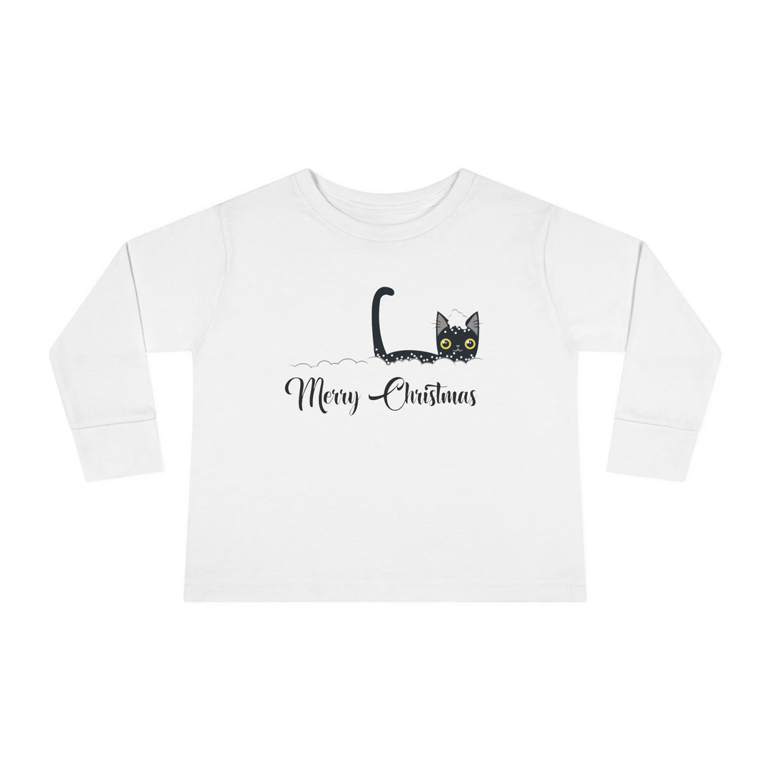 Snowy Christmas Cat Toddler Long Sleeve Tee