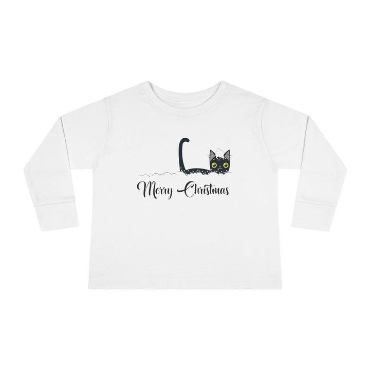 Snowy Christmas Cat Toddler Long Sleeve Tee