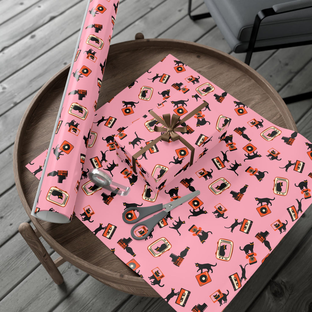 Retro Technology Cat Gift Wrap