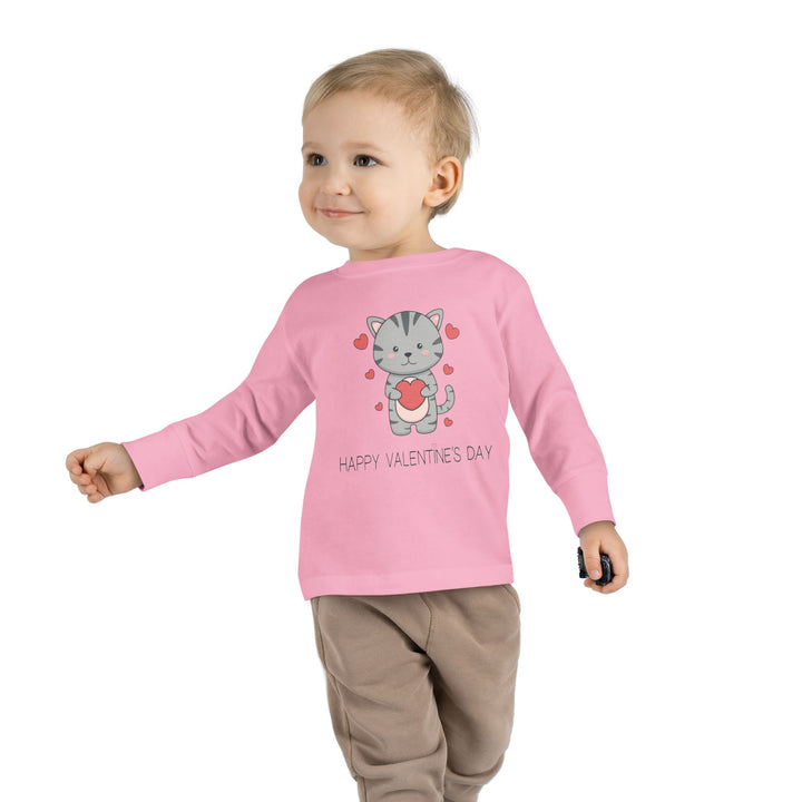 Valentine Cat Toddler Long Sleeve Tee