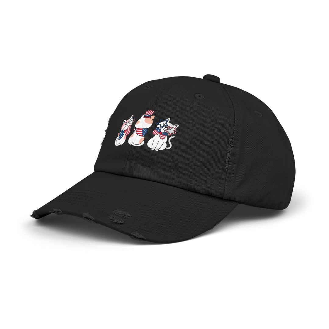 Flag Waving Cats Unisex Distressed Hat