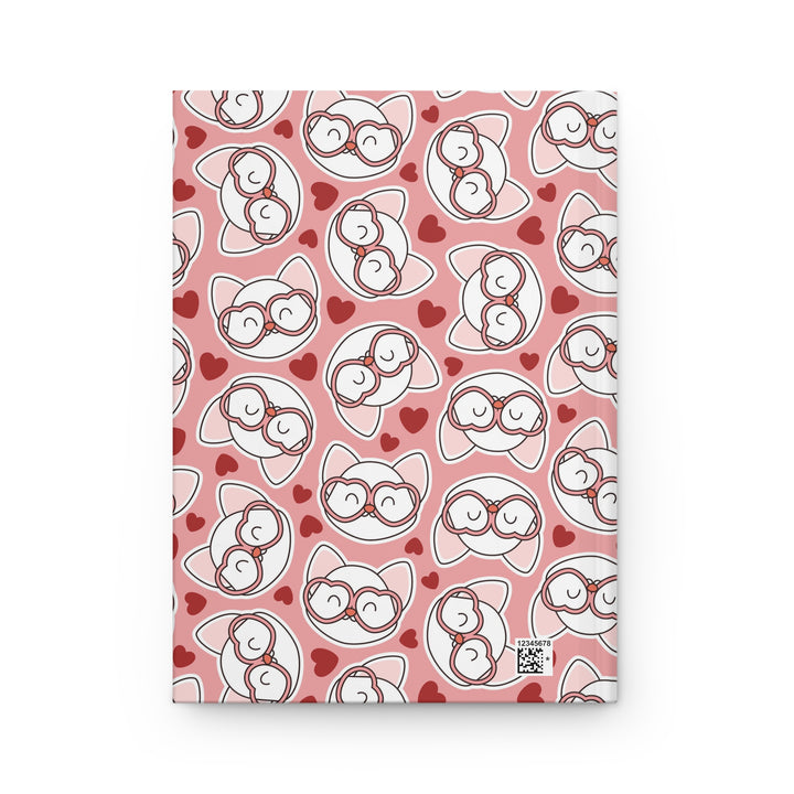 Cat in Heart Glasses Hardcover Journal