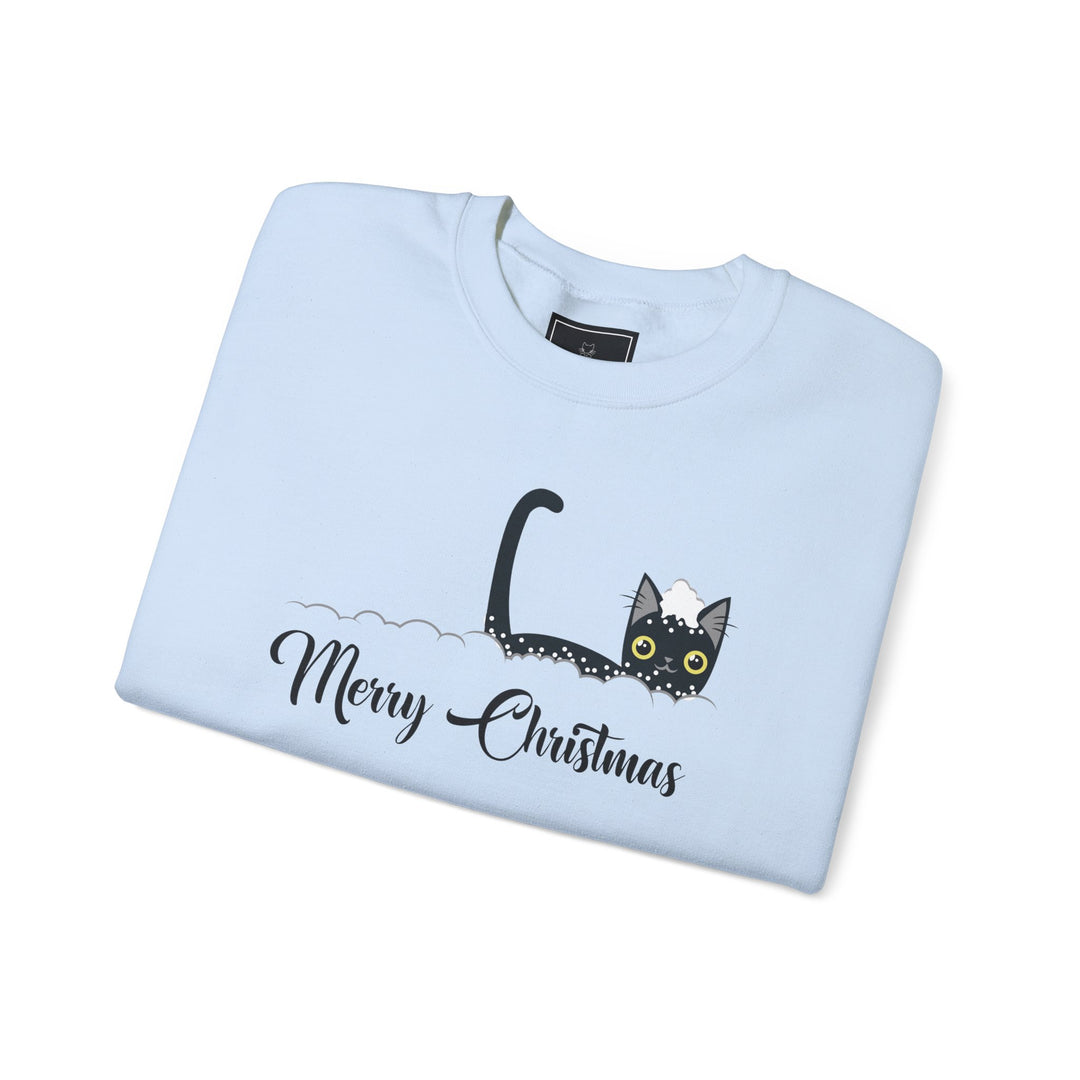 Snowy Christmas Cat Unisex Crewneck Sweatshirt