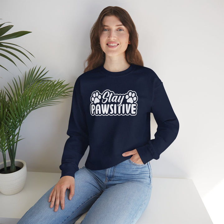 Stay Pawsitive Unisex Crewneck Sweatshirt