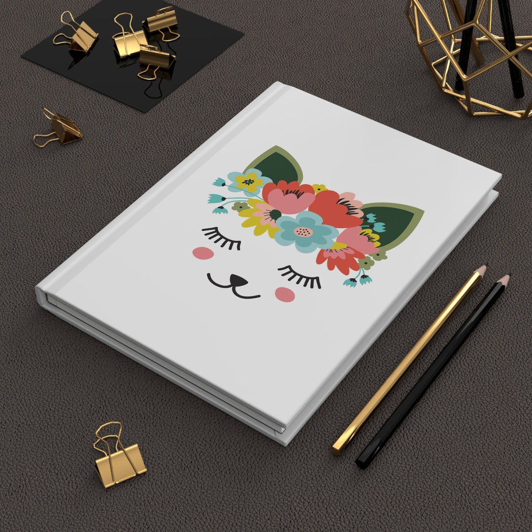 Floral Kitty Hardcover Journal