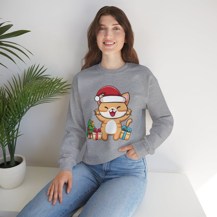 Happy Santa Cat Crewneck Sweatshirt